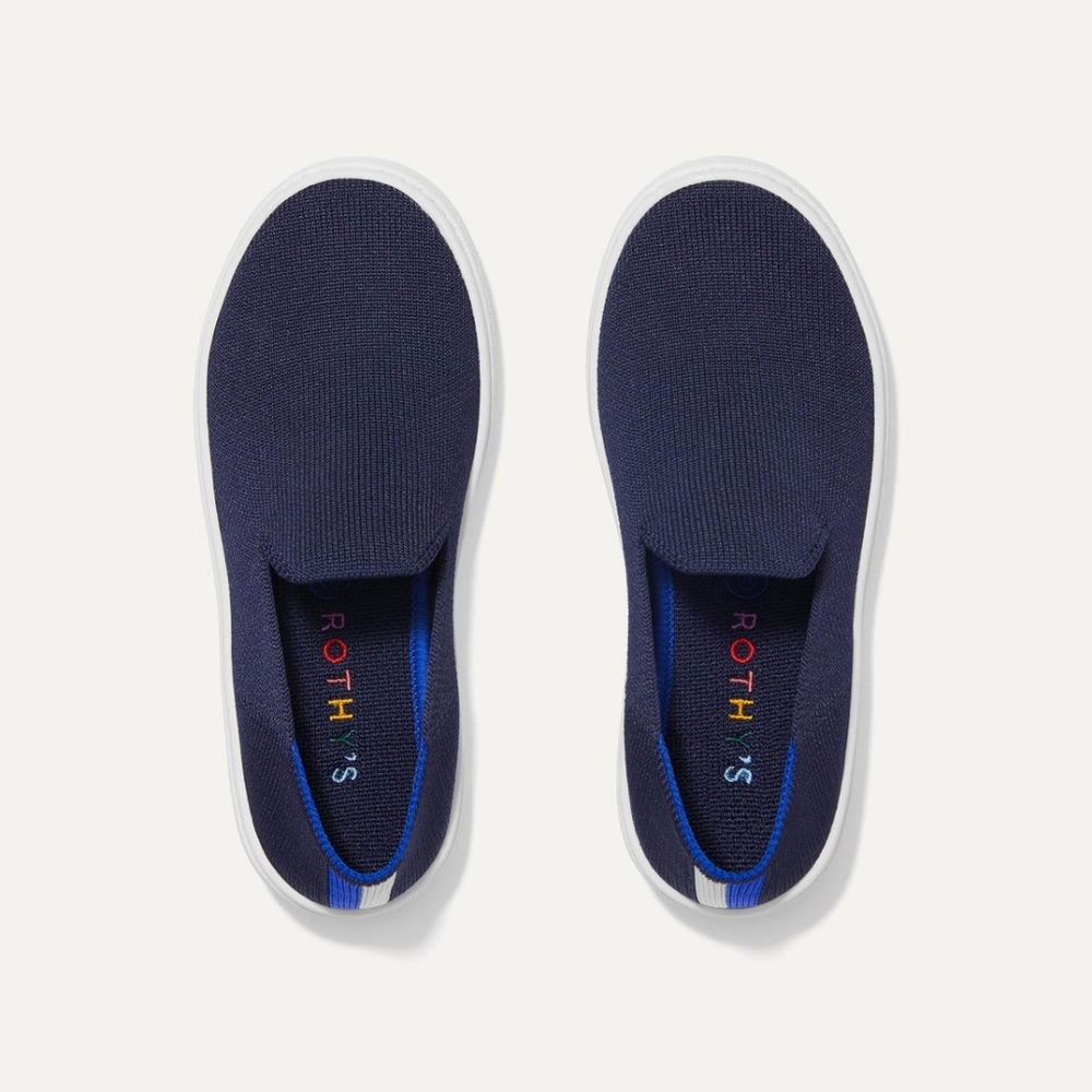 Rothy’s Kids Navy Slip On Sneakers Knitted Size 3
